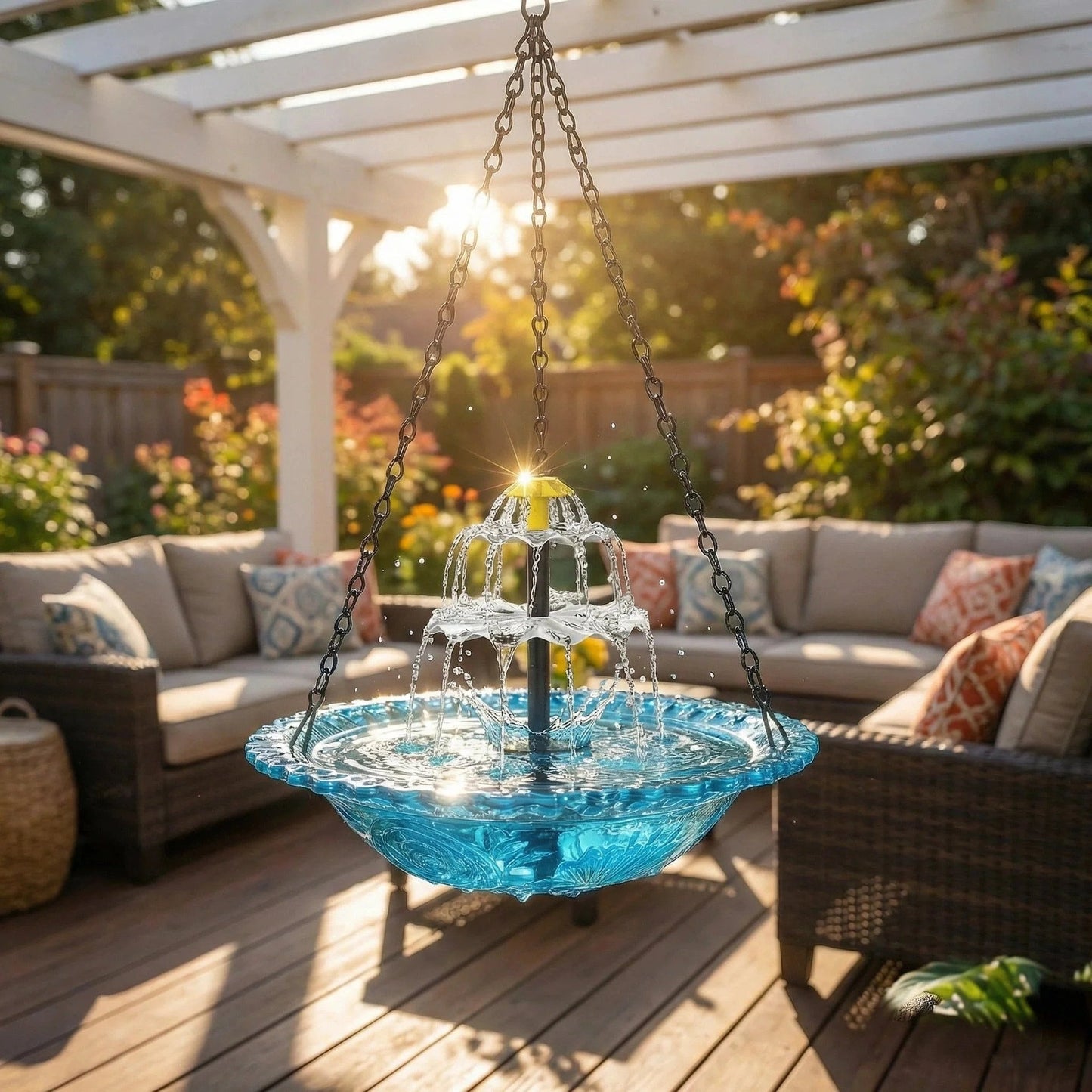 š„š„Solar Cascade Hanging Bird Bath Fountainš