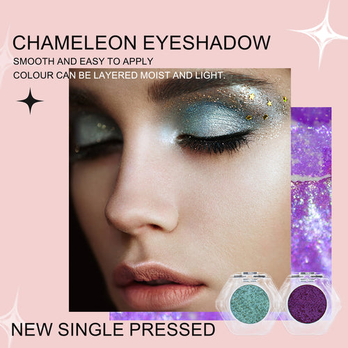 ✨ Talc-Free Duochrome Holographic Shimmer Eyeshadow, Color-Shifting Metallic Glitter