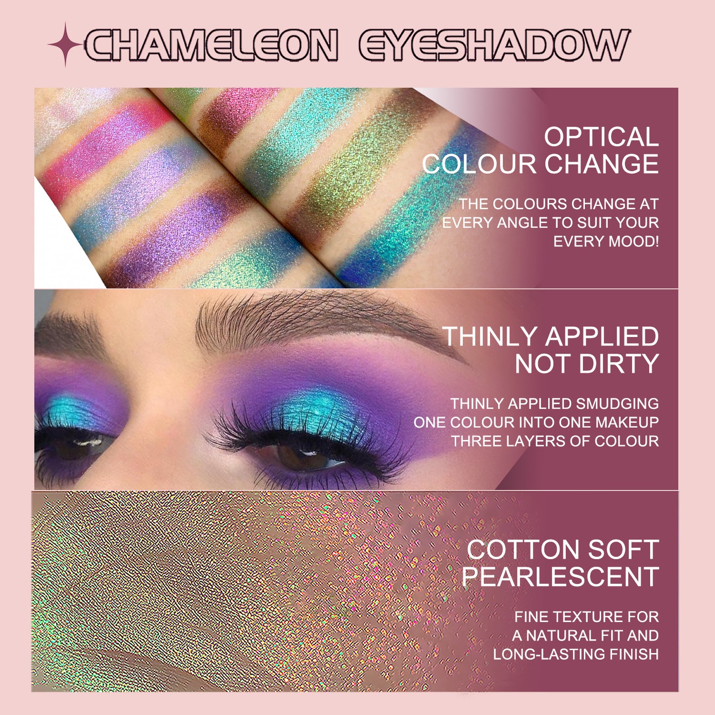 ✨ Talc-Free Duochrome Holographic Shimmer Eyeshadow, Color-Shifting Metallic Glitter