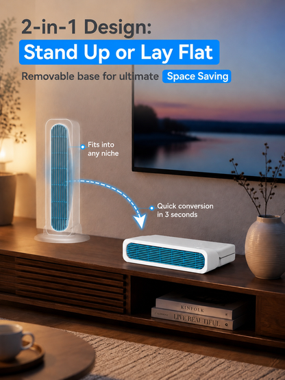 【90S Cool Down the Whole Room】Tower Fan Standing and Lying Down Air Conditioner