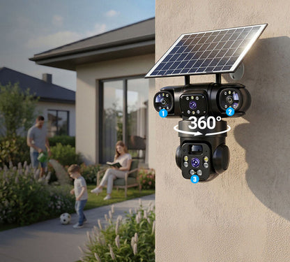 📹 Smart Panoramic Home Security Camera | 3 Wide Views Full Indoor Coverage WiFi Monitor