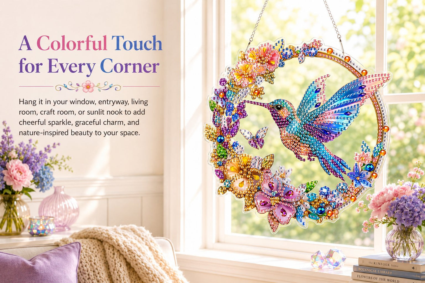 💥Hummingbird Diamond Art Hanging Ornament Kit – Sparkling DIY Window Ornament 🐦✨