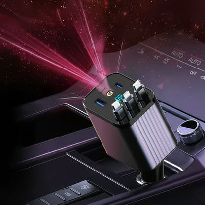 🚗7-in-1 Retractable Car Charger with USB-C & Voltage Display📱