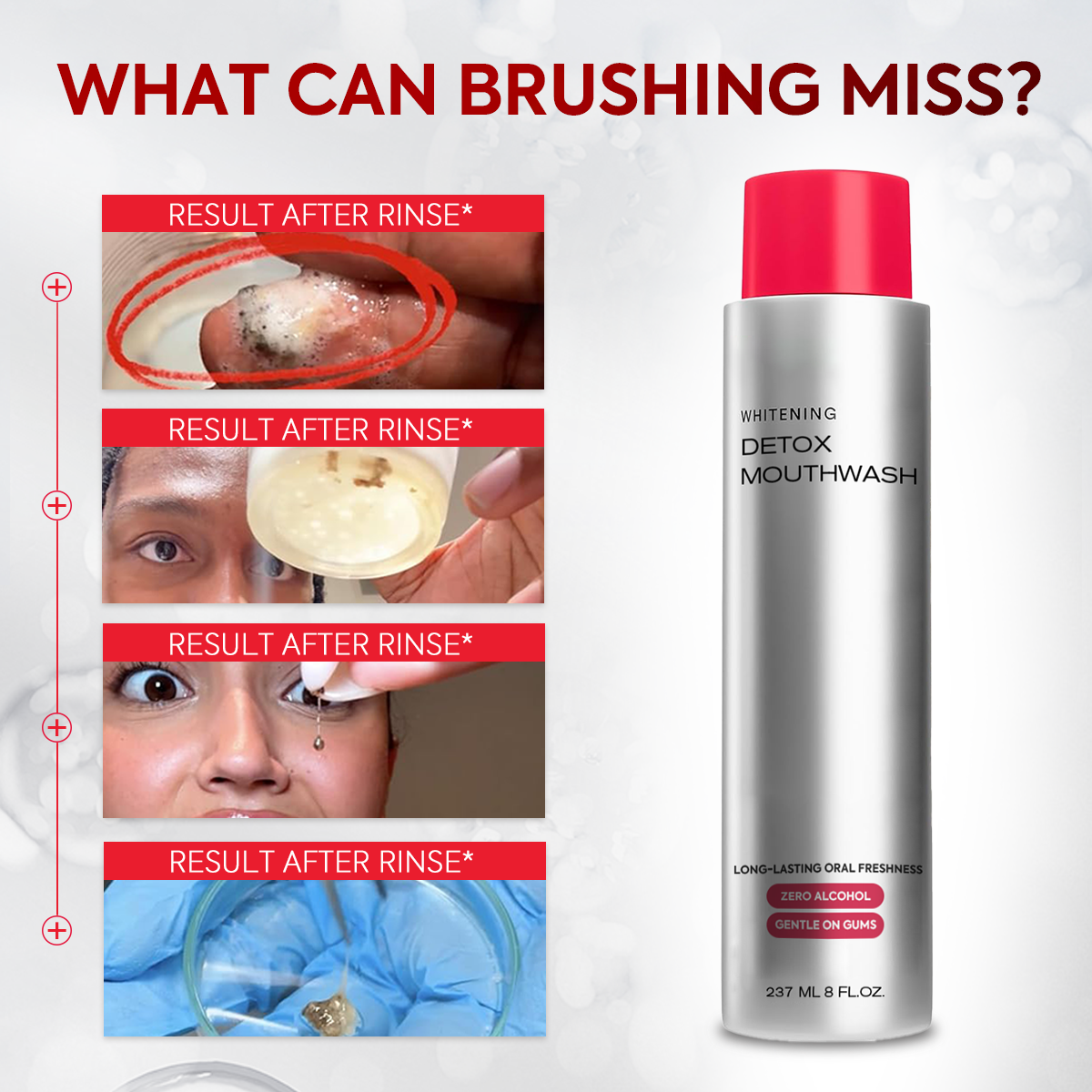 Stain-Lifting Whitening Mouthwash for Debris Removal & Fresh Breath