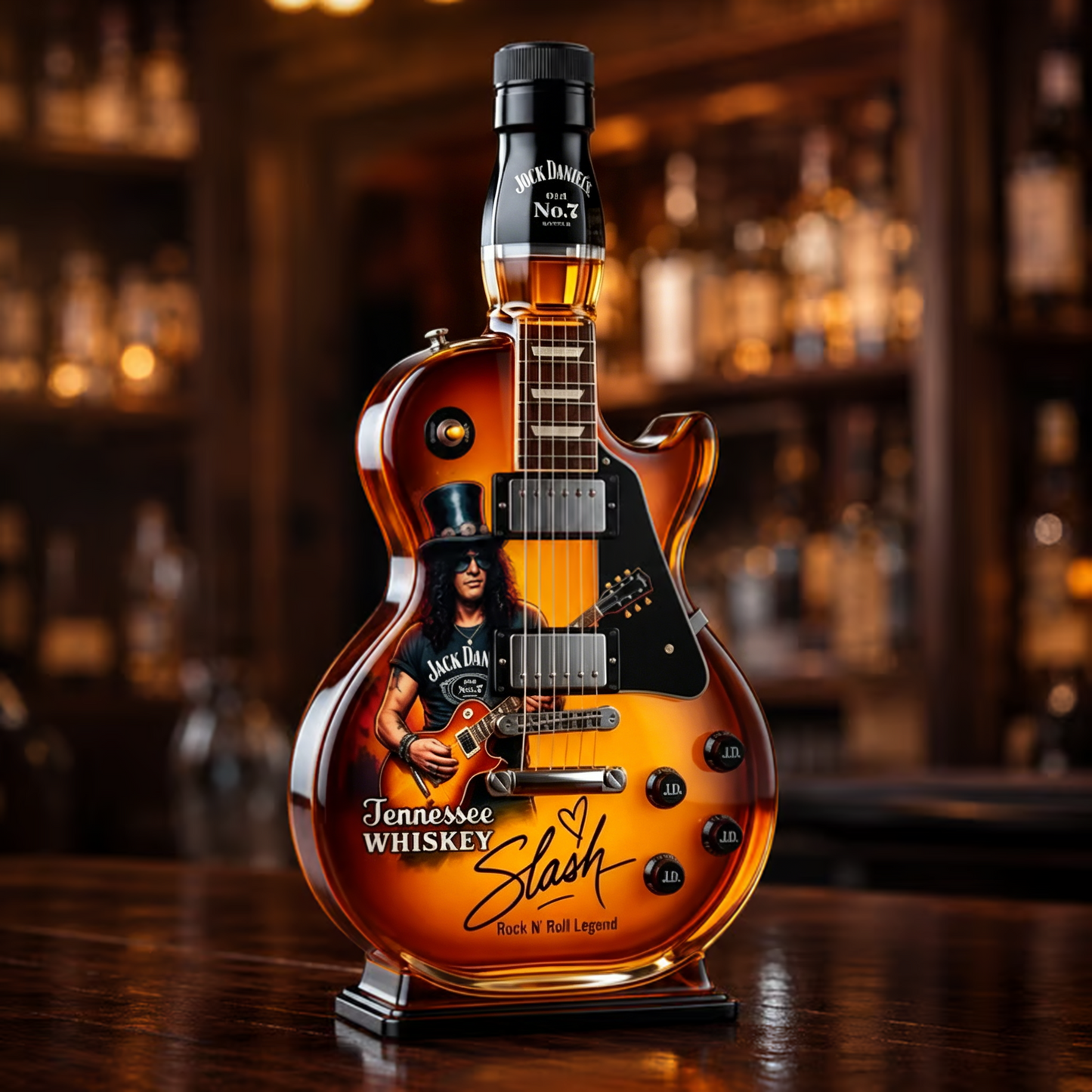 Vintage Sunburst Guitar Shaped Figurine Spirit Decanter Bottle