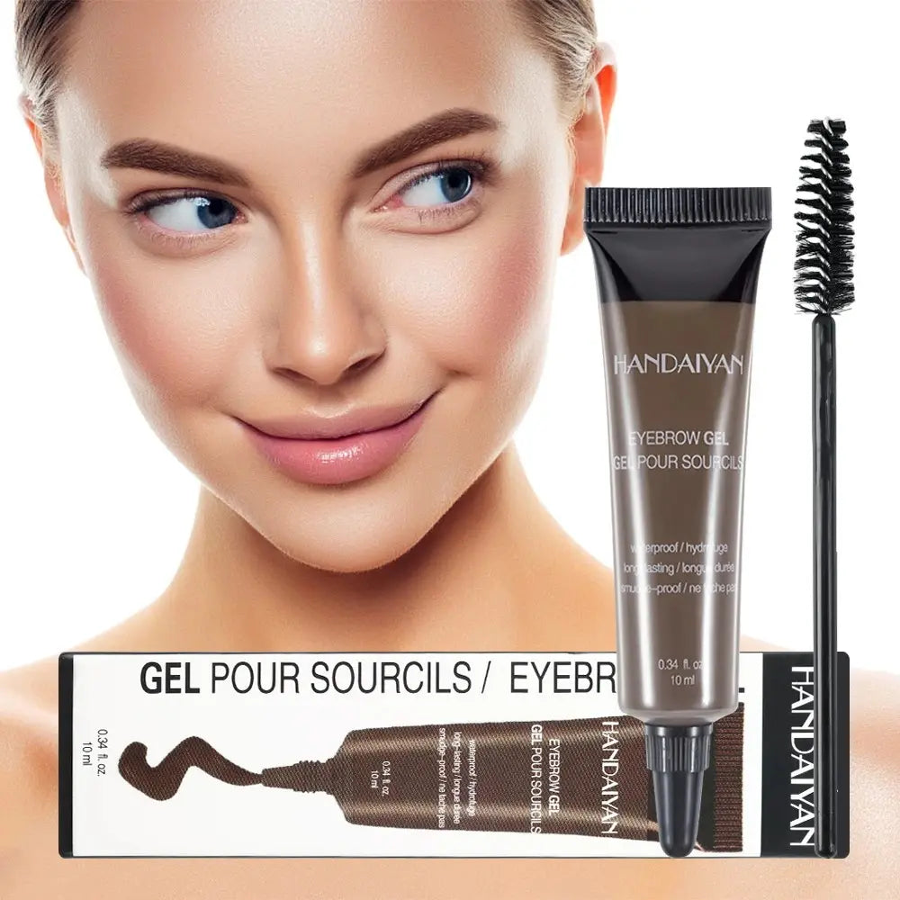 Eyebrow Dye Tint Waterproof Pour Eyebrow Gel Mascara Cream with Brush Kit 10ml