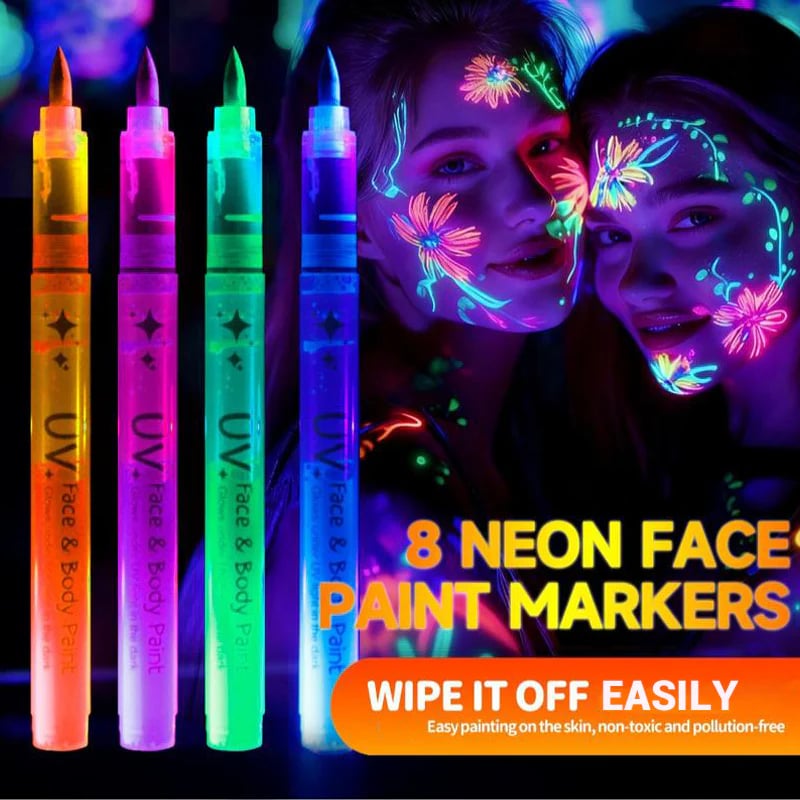 🥳UV Glow Face and Body Paint Markers Set💞🎁