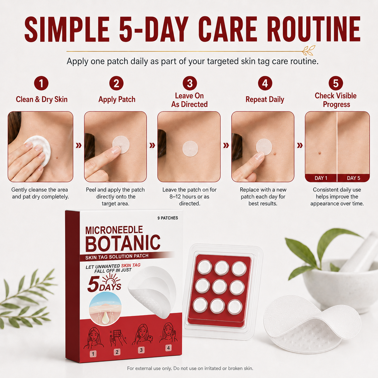 🗽✅Botanical Microdart Skin Tag Care Patches – Targeted Spot Patches for At-Home Skin Care