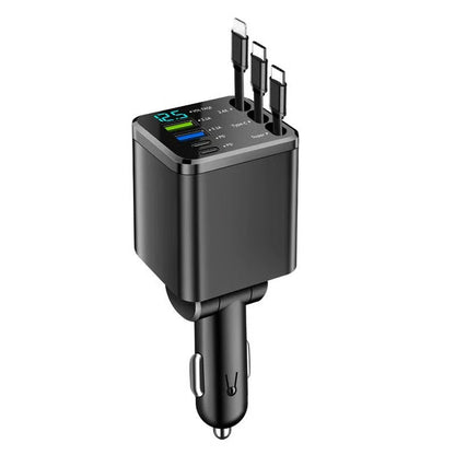 🚗7-in-1 Retractable Car Charger with USB-C & Voltage Display📱