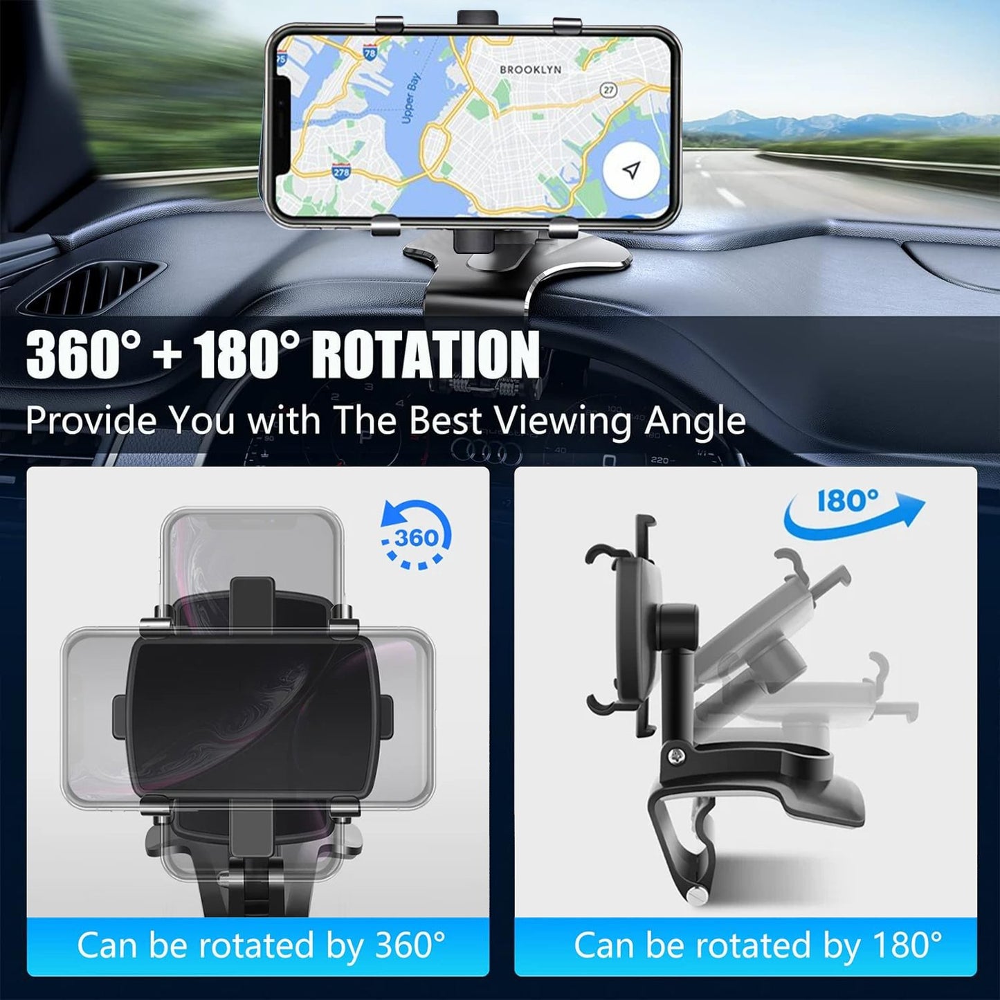 🔥360°Adjustable Car Dashboard Mobile Phone Holder📱Works with all mobile phones