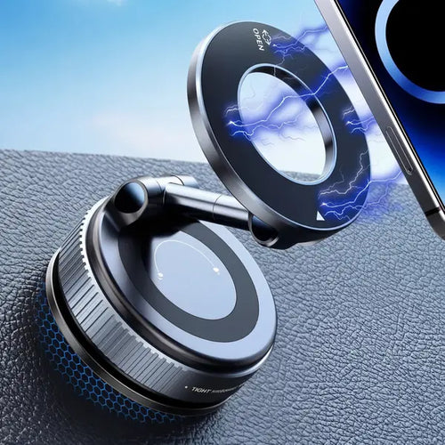 Magnetic Car Phone Holder, Strong Suction Cup, Foldable, For All Phones & Vehicles