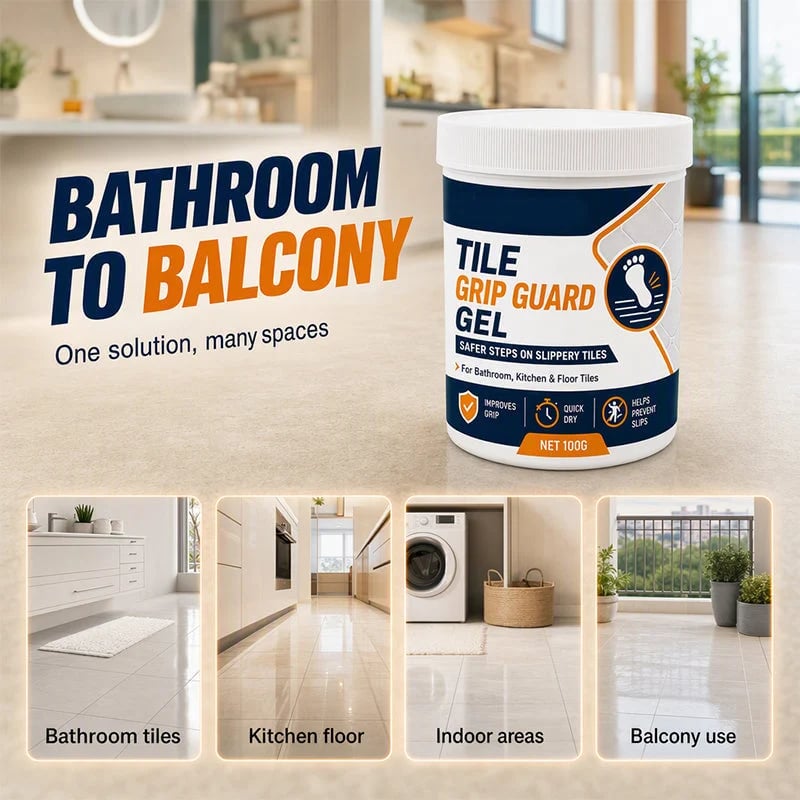 🏠💧Anti-Slip Tile Grip Gel – Reduces Slipperiness on Smooth Tiles, Quick-Dry Formula
