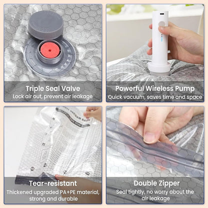 Travel Vacuum Storage Bags Cordless Compression Organizer Bag Set