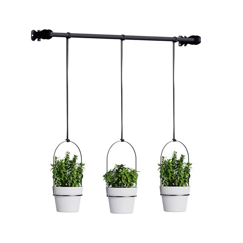 🌿 Adjustable Hanging Window Planter Set – Metal Plant Hanger with 3 Pots for Indoor & Outdoor Spaces