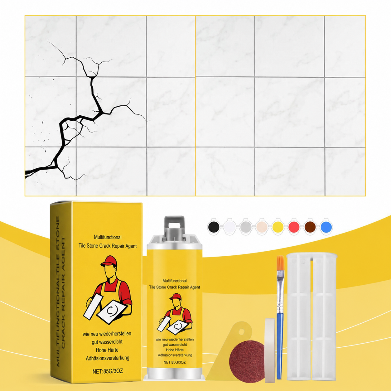 🔥🔧Quick-Drying Tile Repair Glue - Complete Tool Kit for DIY – Fix Cracks Permanently in Minutes!✨