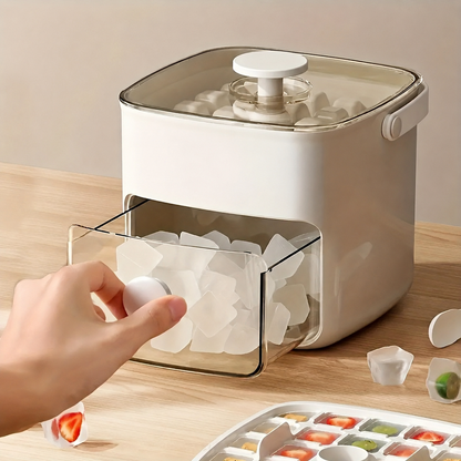 Ice Cube Maker, Ice Cubes Maker, Double Layer 50-ice Cube Maker with Easy Glide, Food-grade Plastic Storage Tray for Refrigerator, Kitchen Gadget, Utensils
