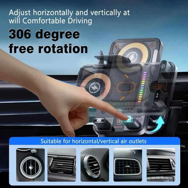 📱Smart 2-in-1 Car Rotating Mobile Phone Holder & Wireless Charger⚡