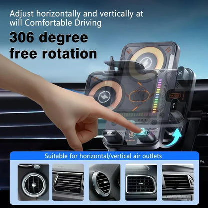 📱Smart 2-in-1 Car Rotating Mobile Phone Holder & Wireless Charger⚡