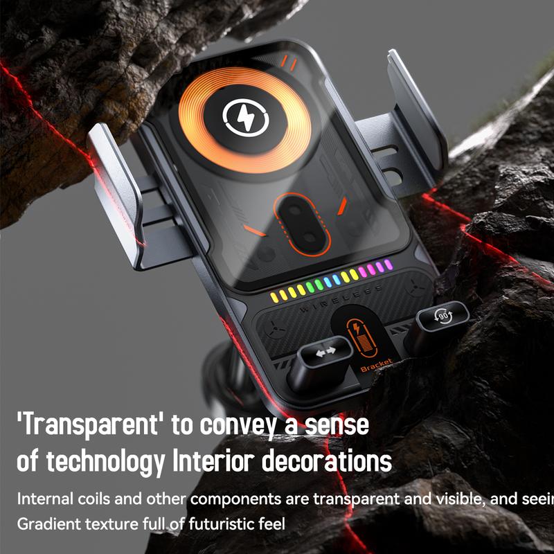📱Smart 2-in-1 Car Rotating Mobile Phone Holder & Wireless Charger⚡