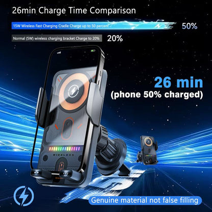 📱Smart 2-in-1 Car Rotating Mobile Phone Holder & Wireless Charger⚡