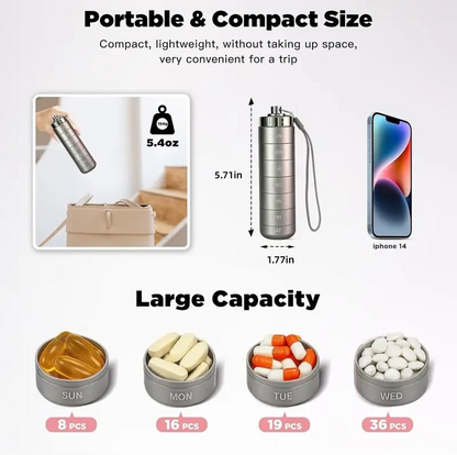 💊Portable Metal Pill Organizer – 7-Day Medicine, Vitamin & Supplement Holder