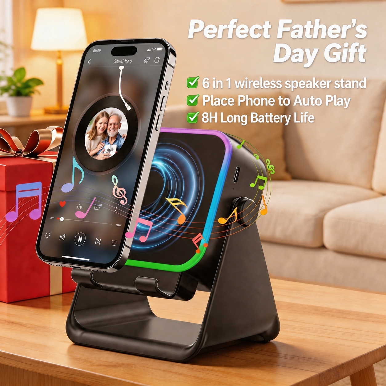 6-in-1 Wireless Bluetooth Speaker with Phone Stand & RGB Light