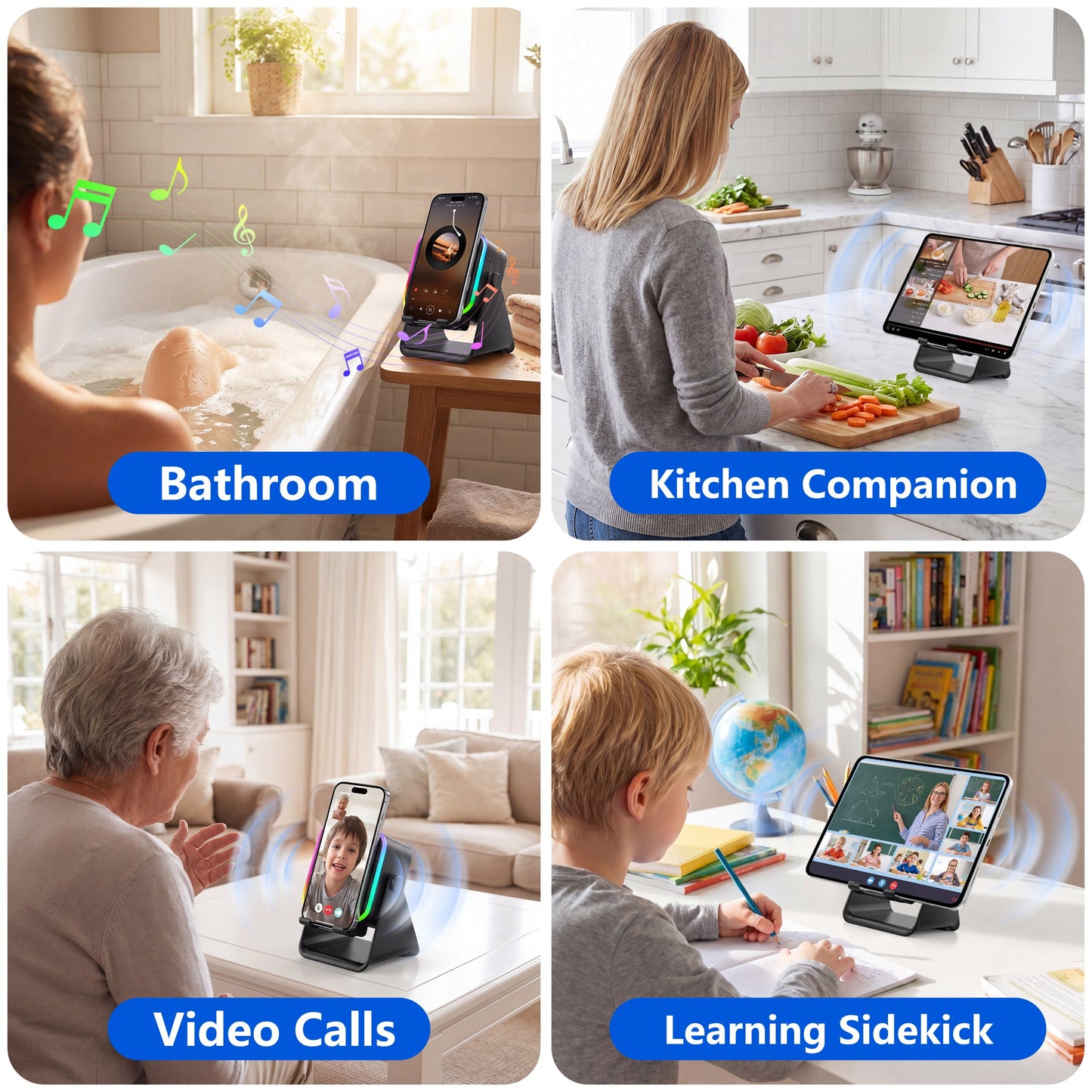 6-in-1 Wireless Bluetooth Speaker with Phone Stand & RGB Light