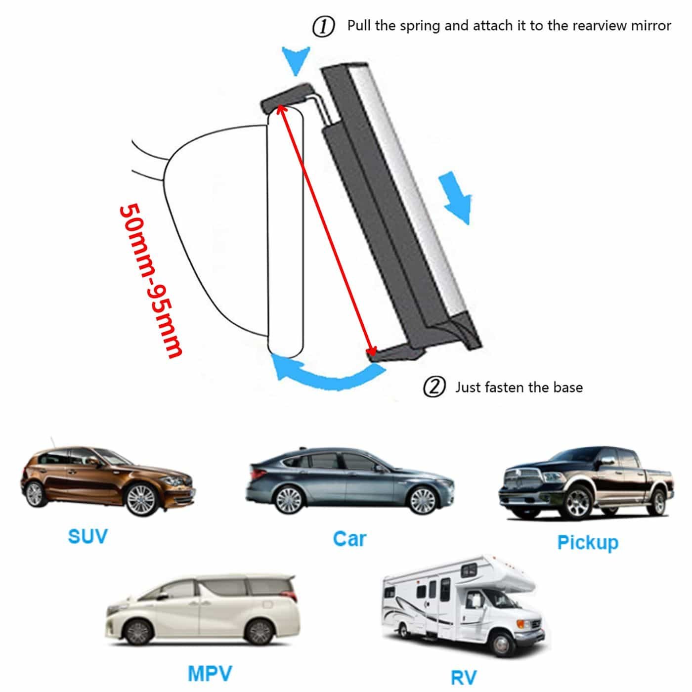 Universal Interior Clip On Panoramic Rearview Car Wide Angle Mirror