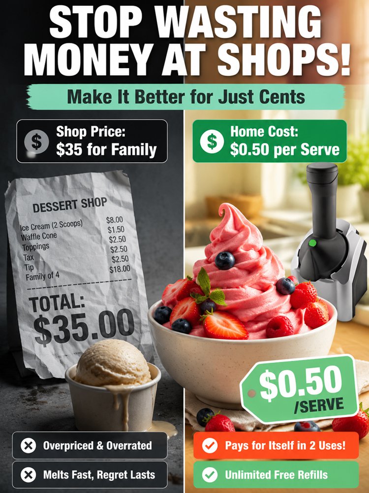 🍦100% Pure Fruit Ice Cream Maker - 60s Auto Dessert Machine