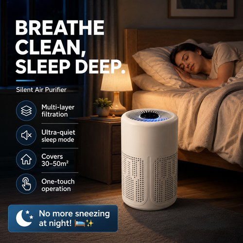 🥳💞 Silent Air Purifier – Multi‑layer filtration, ultra‑quiet sleep mode! 🛌✨