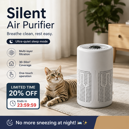 🥳💞 Silent Air Purifier – Multi‑layer filtration, ultra‑quiet sleep mode! 🛌✨