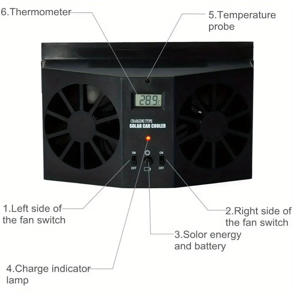 Solar-Powered Car Window Exhaust Fan – Energy-Saving Ventilator with Air Purifier & Radiator Function
