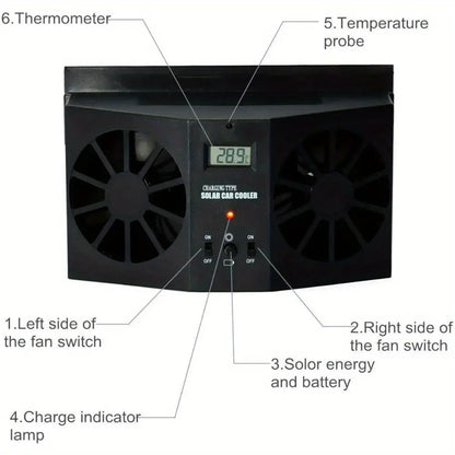 Solar-Powered Car Window Exhaust Fan – Energy-Saving Ventilator with Air Purifier & Radiator Function