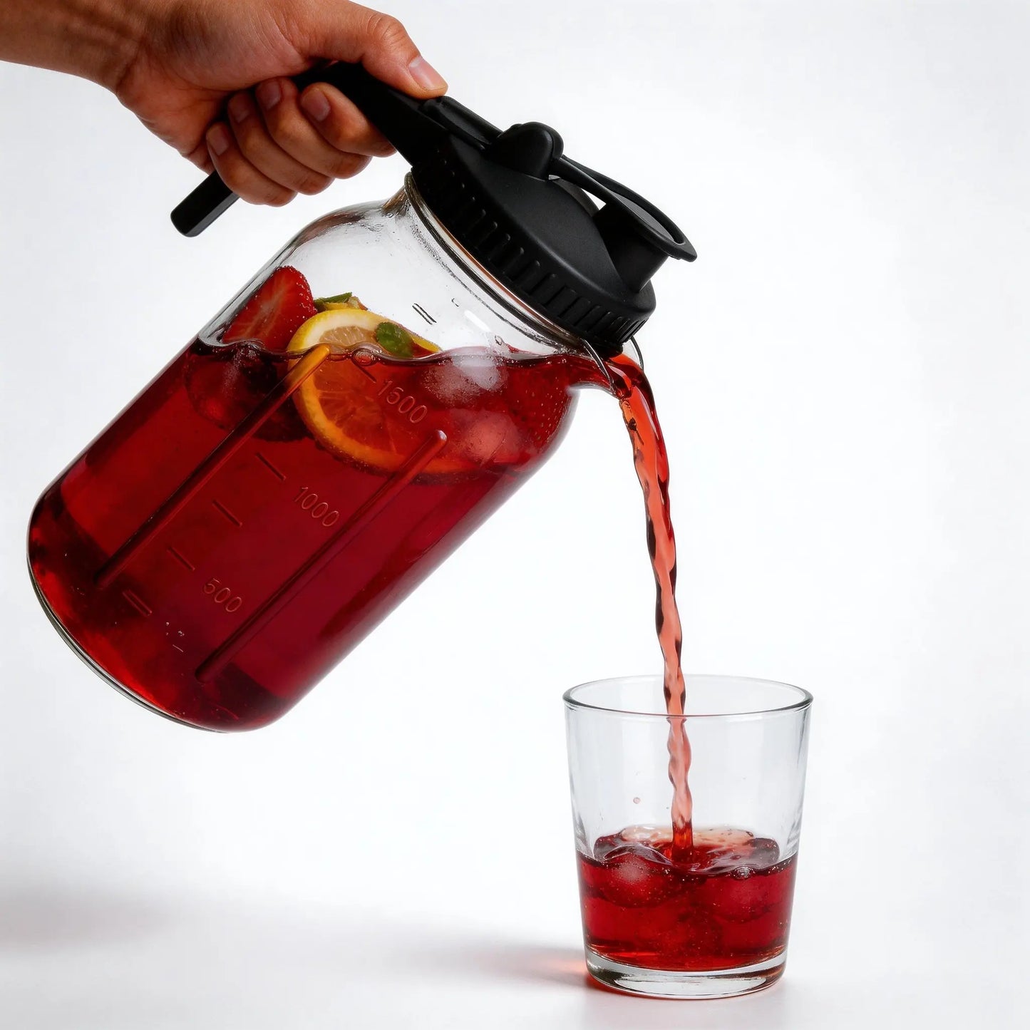🧊✨ 64oz Thickened Borosilicate Glass Pitchers | Food-Grade Safe with Leakproof Flip Lids