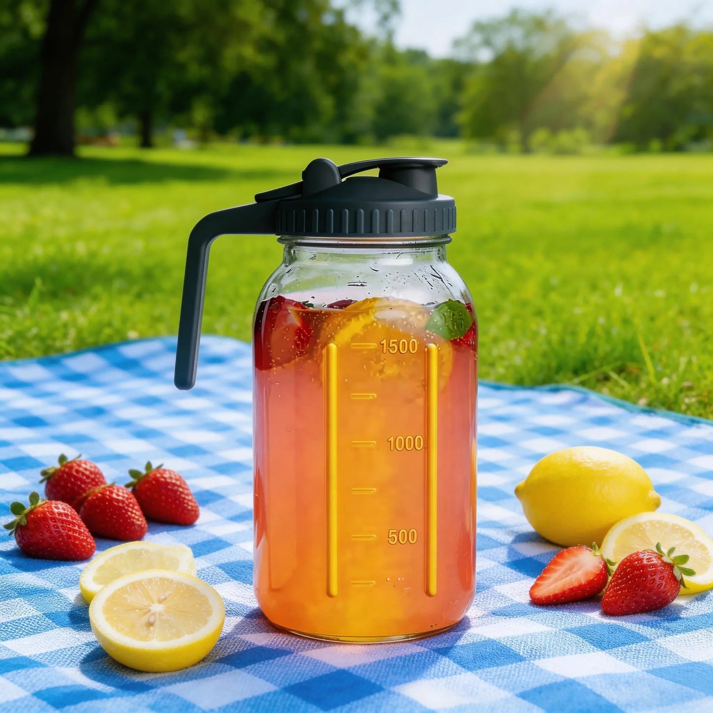 🧊✨ 64oz Thickened Borosilicate Glass Pitchers | Food-Grade Safe with Leakproof Flip Lids