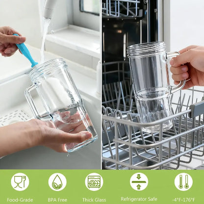 🥤💧 Stylish 24oz Reusable Glass Tumblers With Bamboo Lids And Stainless Steel Straws