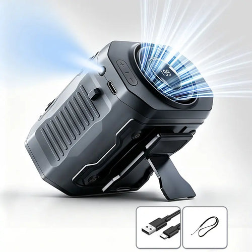 💨USB Rechargeable Waist Clip Fan | 199 Speed Portable Outdoor Fan with Flashlight & Power Display