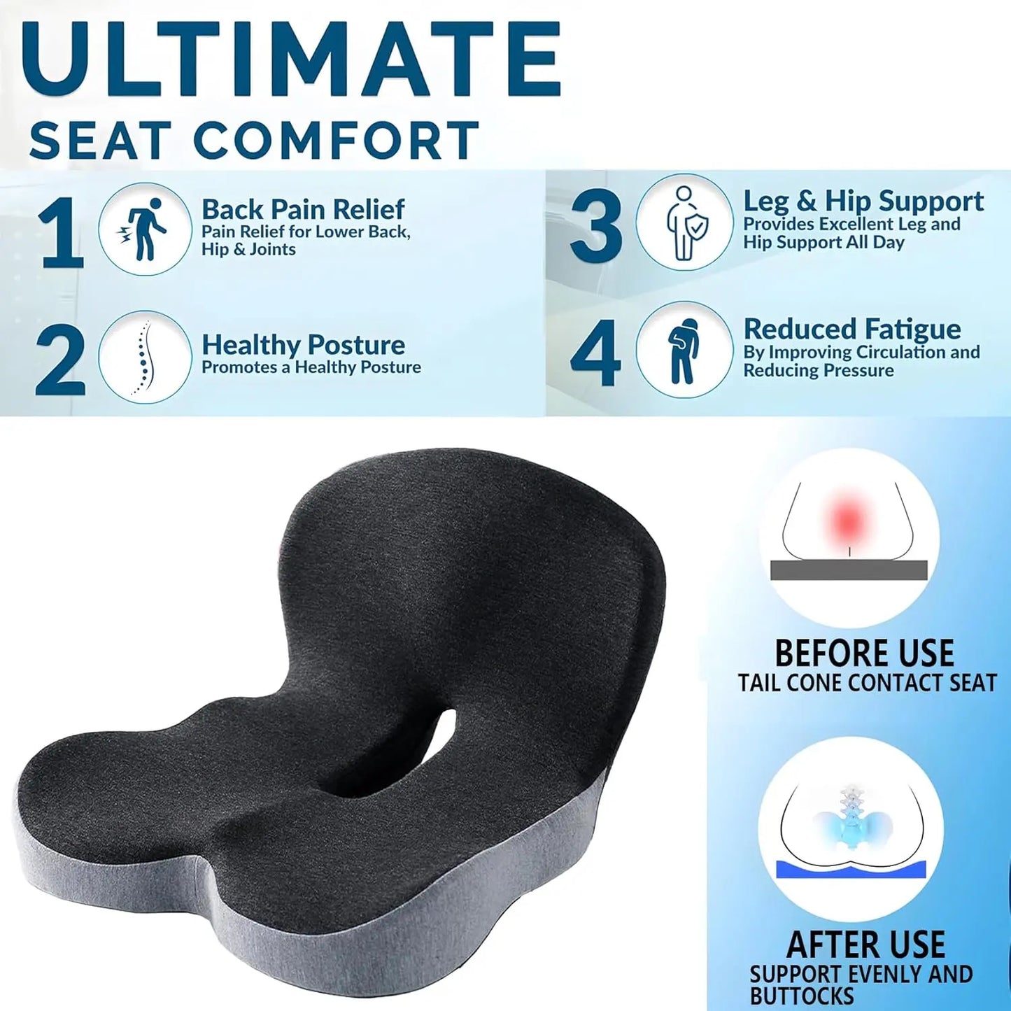 Memory foam one-piece seat and backrest cushion and pillow✨
