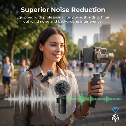📎🎙️Wireless Lavalier Microphone with Noise Reduction- Plug-and-Play Portable USB-C Lapel Mic