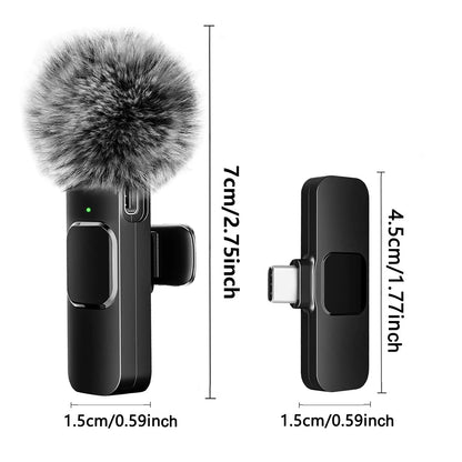 📎🎙️Wireless Lavalier Microphone with Noise Reduction- Plug-and-Play Portable USB-C Lapel Mic