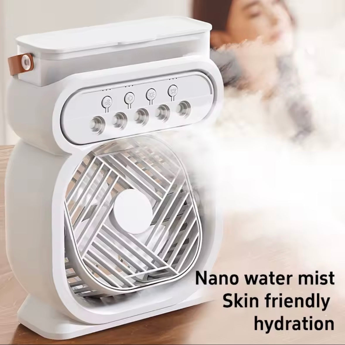 4-in-1 Spray Humidifier Fan Desktop Night Light Portable Cooling Water Mist Fan
