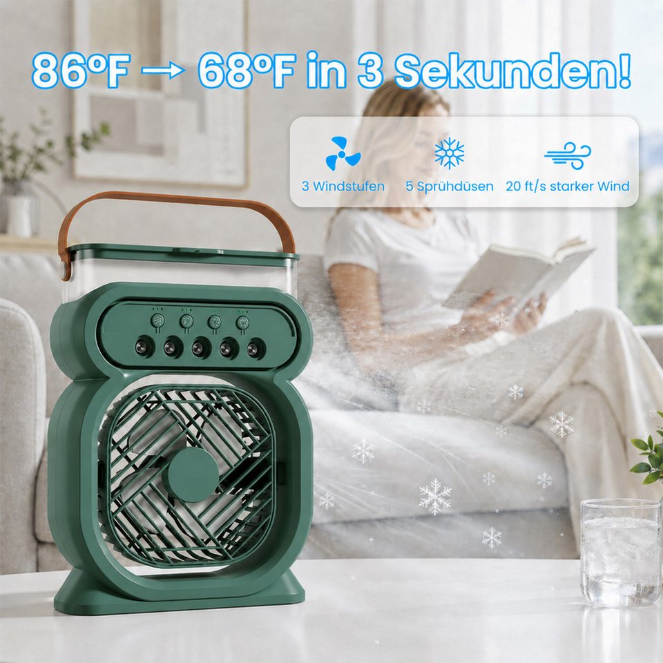 4-in-1 Spray Humidifier Fan Desktop Night Light Portable Cooling Water Mist Fan