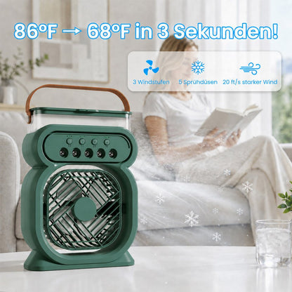 4-in-1 Spray Humidifier Fan Desktop Night Light Portable Cooling Water Mist Fan