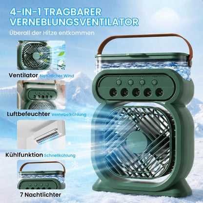 4-in-1 Spray Humidifier Fan Desktop Night Light Portable Cooling Water Mist Fan