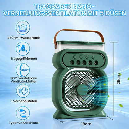 4-in-1 Spray Humidifier Fan Desktop Night Light Portable Cooling Water Mist Fan