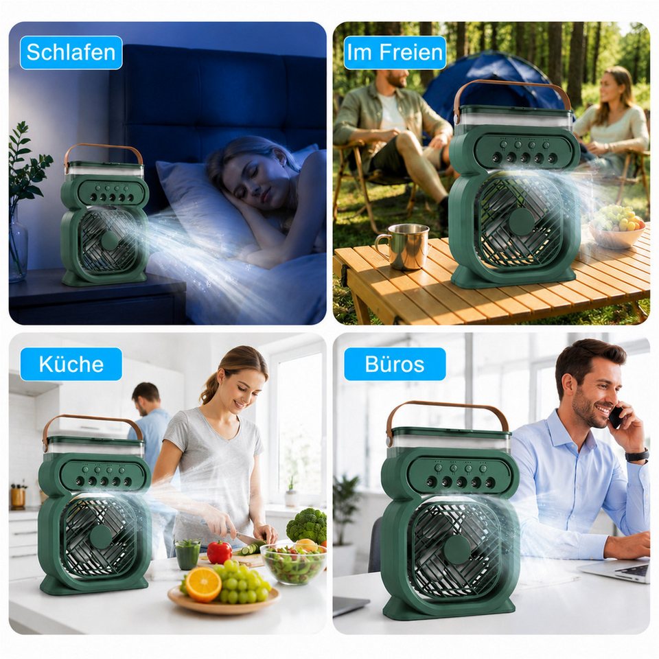 4-in-1 Spray Humidifier Fan Desktop Night Light Portable Cooling Water Mist Fan
