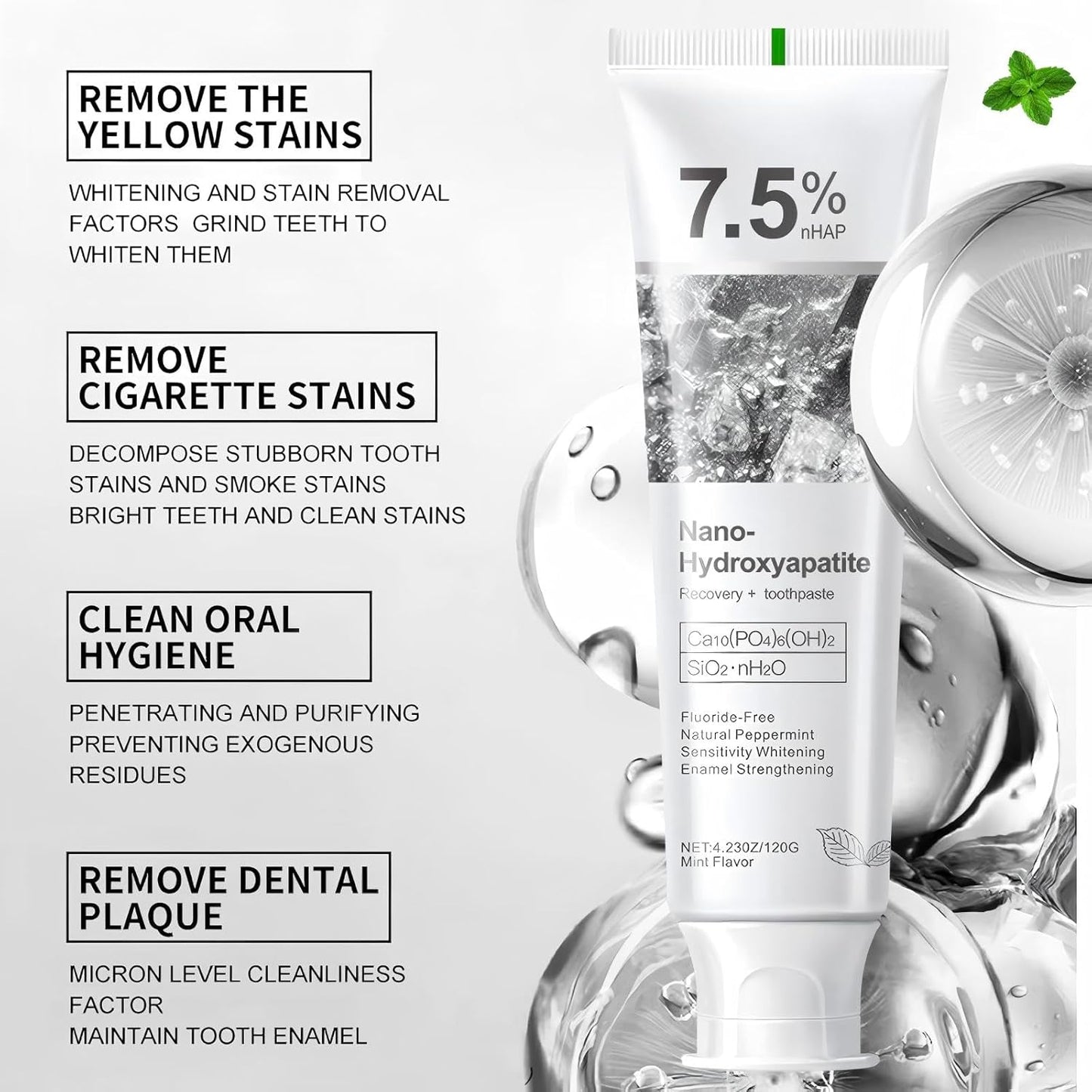 Hydroxyapatite Toothpaste for Sensitive Teeth - Fresh Mint
