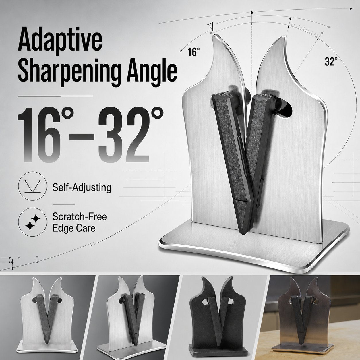 🔪 3-in-1 Professional Knife Sharpener – Adjustable 16°–32° for Fast, Precise Sharpening