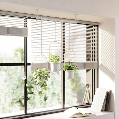 🌿 Adjustable Hanging Window Planter Set – Metal Plant Hanger with 3 Pots for Indoor & Outdoor Spaces