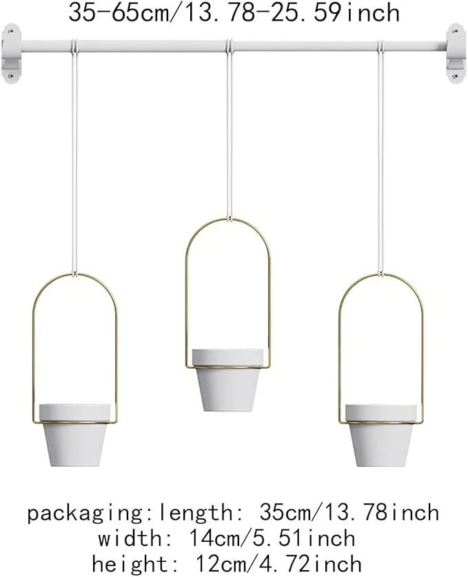 🌿 Adjustable Hanging Window Planter Set – Metal Plant Hanger with 3 Pots for Indoor & Outdoor Spaces